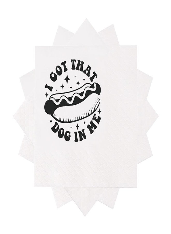 VOWFOO I Got That Dog In Me Groovy Hotdog Funny Wiener Food Joke Cocktail Napkins for BBQ Grilled Birthday Food Themed Housewarming Picnic Food Festival Party 100Pcs 4.5 x 4.5 2-ply (Dog In Me) - Image 2